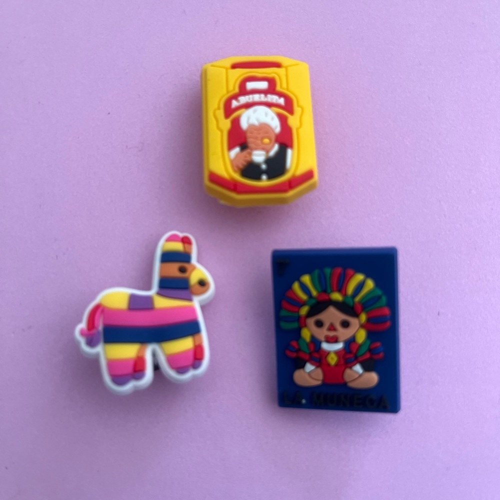 Colorful Kids Shoe Charma - Pinata, Ambarina, and Muneca